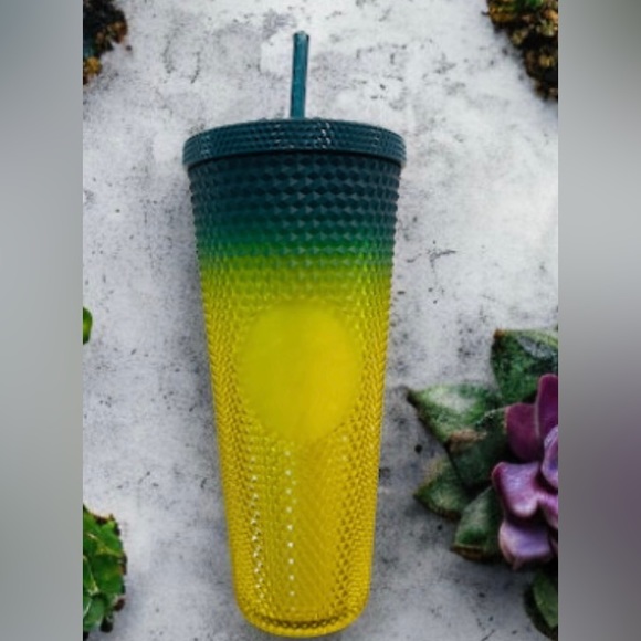 Starbucks Ombre Lemongrass Hombre Yellow Blue Studded Tumbler Cup 24oz 2023 NWT - Picture 4 of 11